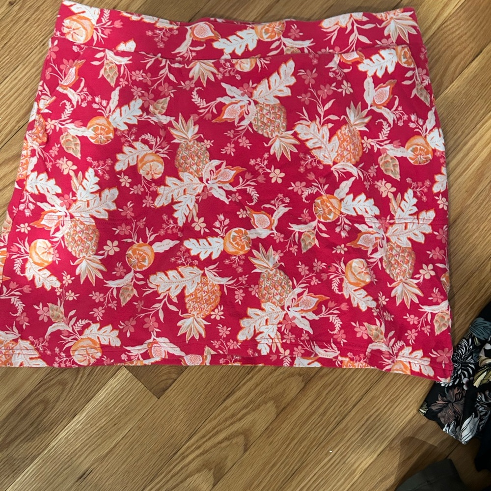 Croft & Barrow Pink and Orange Floral Mini Skirt